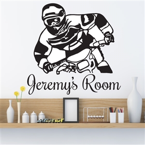 Custom Personalized Name and Dirt Bike Wall Decal Sticker - DirtBikeCust04