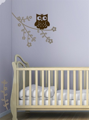 Hoot Owl with Branch wall decals stickers