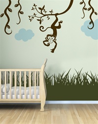 Monkey with Vines wall decal sticker