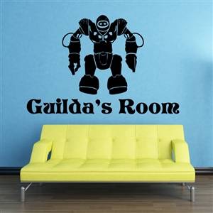 Custom Personalized Name and Robot Wall Decal Sticker - RobotCust02