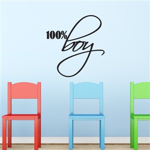 100% boy - Vinyl Wall Decal - Wall Quote - Wall Decor