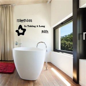 happiness is taking a long bath - Vinyl Wall Decal - Wall Quote - Wall Decor