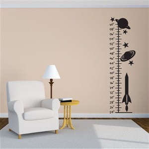 Growth Chart Planets - Vinyl Wall Decal - Wall Quote - Wall Decor
