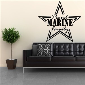 Proud Marine Family - Vinyl Wall Decal - Wall Quote - Wall Decor