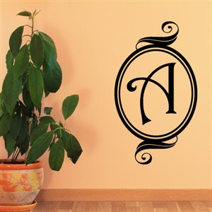 Swirl Frame Monogram - A - Vinyl Wall Decal - Wall Quote - Wall Decor