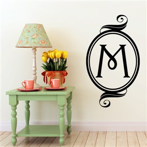 Swirl Frame Monogram - M - Vinyl Wall Decal - Wall Quote - Wall Decor