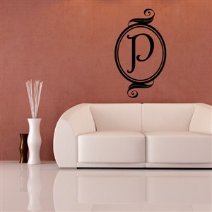 Swirl Frame Monogram - P - Vinyl Wall Decal - Wall Quote - Wall Decor