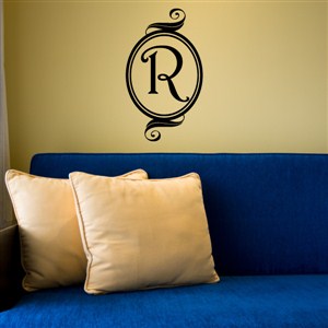 Swirl Frame Monogram - R - Vinyl Wall Decal - Wall Quote - Wall Decor