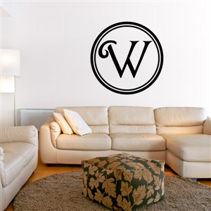 Circle Frame Monogram - W - Vinyl Wall Decal - Wall Quote - Wall Decor