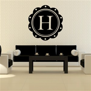 Petal Frame Monogram - H - Vinyl Wall Decal - Wall Quote - Wall Decor