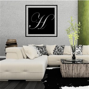 Square Frame Monogram - H - Vinyl Wall Decal - Wall Quote - Wall Decor