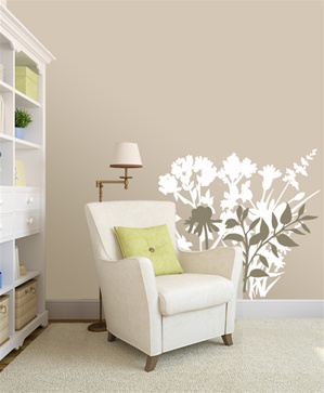Botanical floral silhouette wall decal stickers