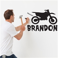Custom Personalized Name and Dirt Bike Wall Decal Sticker - DirtBikeCust01