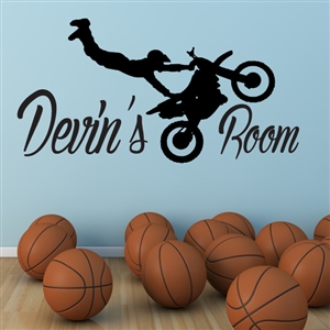 Custom Personalized Name and Dirt Bike Wall Decal Sticker - DirtBikeCust03