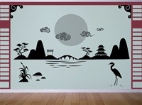 Japanese Asian Landscape Scene wall decal sticker