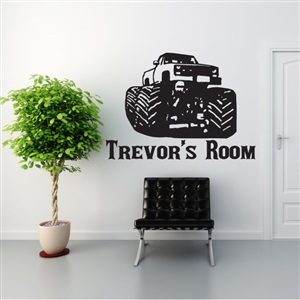 Custom Personalized Name and Truck Wall Decal Sticker - MonsterTruckCust01