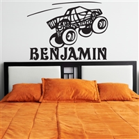 Custom Personalized Name and Truck Wall Decal Sticker - MonsterTruckCust02