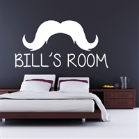 Custom Personalized Name and Mustache Wall Decal Sticker - MustacheCust01