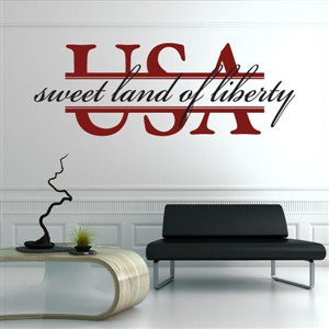 USA sweet land of liberty - Vinyl Wall Decal - Wall Quote - Wall Decor