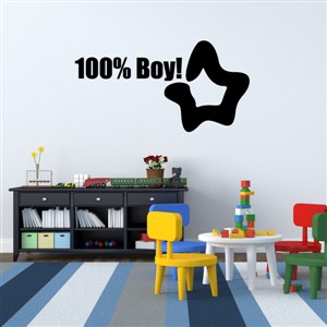 100% boy! - Vinyl Wall Decal - Wall Quote - Wall Decor