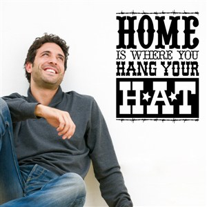 Home is where you hang your hat - Vinyl Wall Decal - Wall Quote - Wall Decor