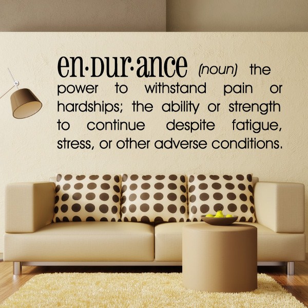 Definition: Endurance noun - power to withstand pain or hardships - Vinyl Wall Decal - Wall Quote - Wall