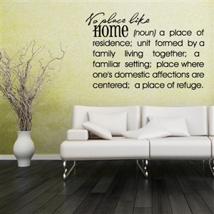 No place like Home - Definition - Vinyl Wall Decal - Wall Quote - Wall Decor