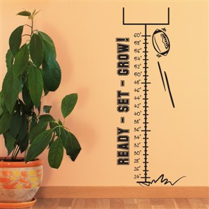 Growth Chart Football - Vinyl Wall Decal - Wall Quote - Wall Decor