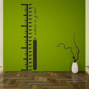 Growth Chart Pencil - Vinyl Wall Decal - Wall Quote - Wall Decor