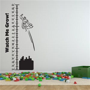 Growth Chart Superhero - Vinyl Wall Decal - Wall Quote - Wall Decor