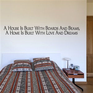A house is built with board and beams, a home is built - Vinyl Wall Decal - Wall Quote - Wall Decor