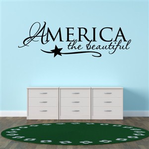 America the beautiful - Vinyl Wall Decal - Wall Quote - Wall Decor