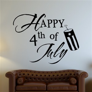 Happy 4th of July - Vinyl Wall Decal - Wall Quote - Wall Decor