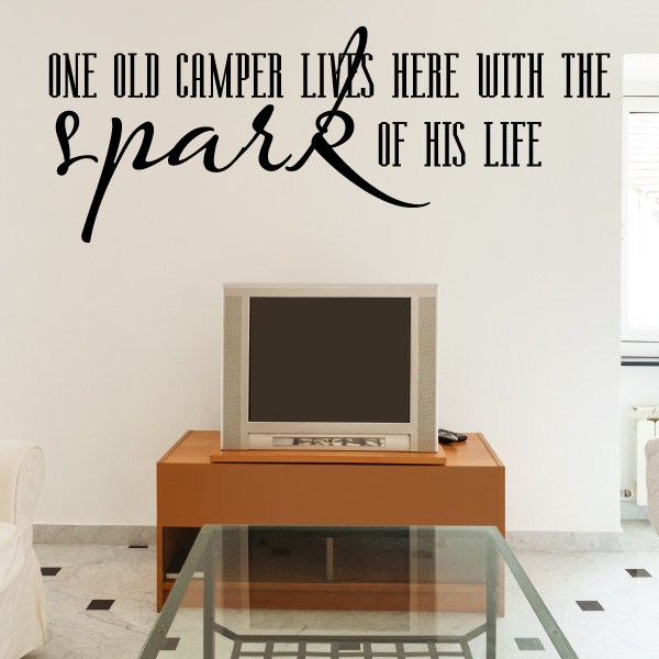 One old camper lives here with the spark of his life Vinyl Wall Decal Stickers 