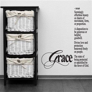 Grace - noun - Seemingly effortless beauty or charm of movement - Vinyl Wall Decal - Wall Quote - Wall Decor
