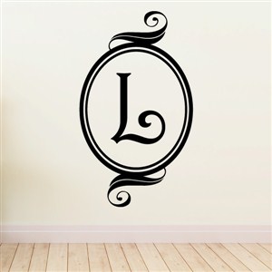 Swirl Frame Monogram - L - Vinyl Wall Decal - Wall Quote - Wall Decor