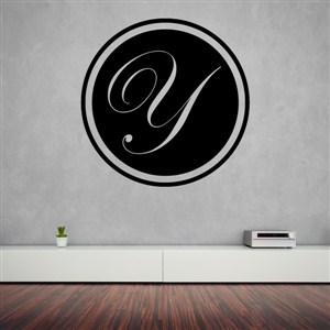 Circle Frame Monogram - Y - Vinyl Wall Decal - Wall Quote - Wall Decor