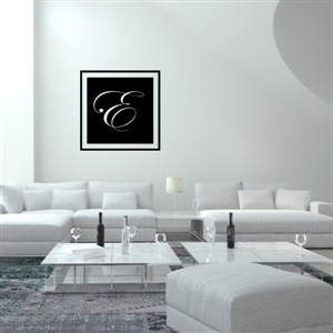 Square Frame Monogram - E - Vinyl Wall Decal - Wall Quote - Wall Decor