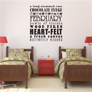 February a long-stemmed rose chocolate fudge  - Vinyl Wall Decal - Wall Quote - Wall Decor