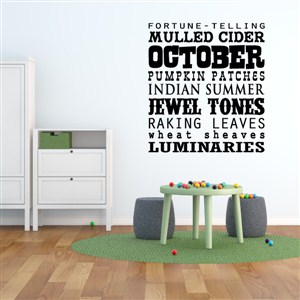 October pumpkin patches jewel tones - Vinyl Wall Decal - Wall Quote - Wall Decor