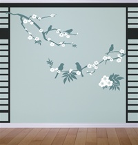 Zen Blossoms Branch with birds wall decal sticker